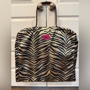 NWOT Consuela Zebra Print Suit Travel Bag with Black and Cream Stripes